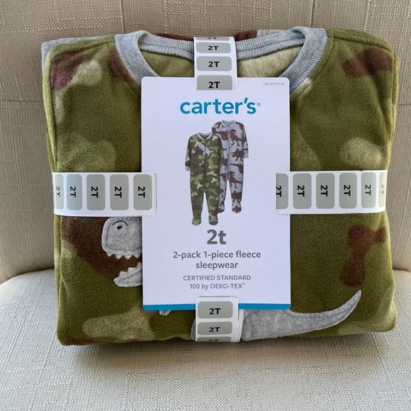 Carter's Baby Sleepwear 1 Piece Fleece Jumper Green/Gray Set of 2 New Size 2T - Picture 5 of 10